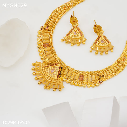 Mayro 1MG V Cut Neckless With Earring for women - MYGN029