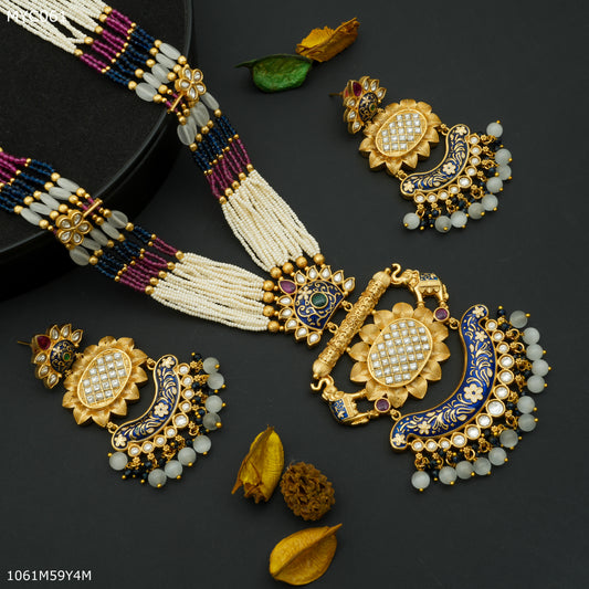 Mayro Handmade antique long Set with earring for women - MYC061