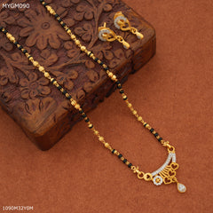 Mayro One Line Heart with Flower AD Design mangalsutra - MYGM090