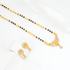 Mayro One Line Heart with Flower AD Design mangalsutra - MYGM090