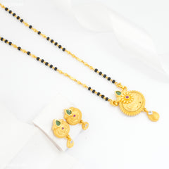 Mayro One Line Round with Flower Design mangalsutra - MYGM094