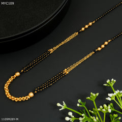 Mayro Three Line Shining Golden Ball Mangalsutra for Women- MYM109