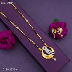 Mayro 1MG One line Round mangalsutra with earrings for women - MYGM019