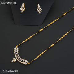 Mayro 1MG one line AD mangalsutra with earrings for women - MYGM010