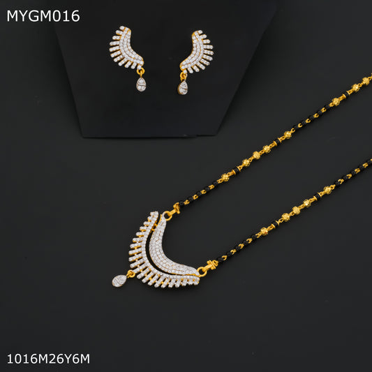 Mayro 1MG One line moon mangalsutra with earrings for women - MYGM016