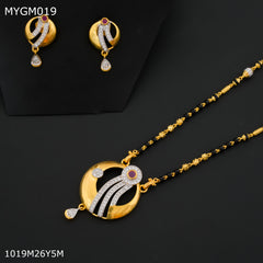 Mayro 1MG One line Round mangalsutra with earrings for women - MYGM019