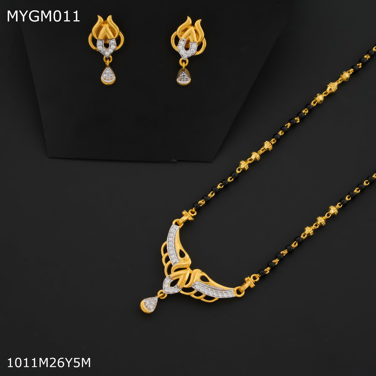 Mayro 1MG One Line Mangalsutra With Earrings For Women - MYGM011