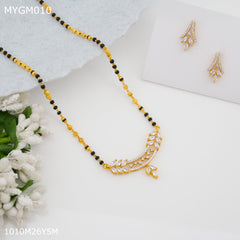 Mayro 1MG one line AD mangalsutra with earrings for women - MYGM010