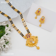 Mayro 1MG Two line AD mangalsutra with earrings for women - MYGM012