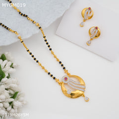 Mayro 1MG One line Round mangalsutra with earrings for women - MYGM019