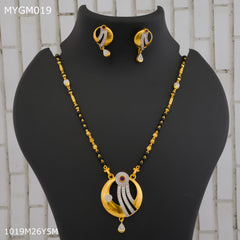 Mayro 1MG One line Round mangalsutra with earrings for women - MYGM019