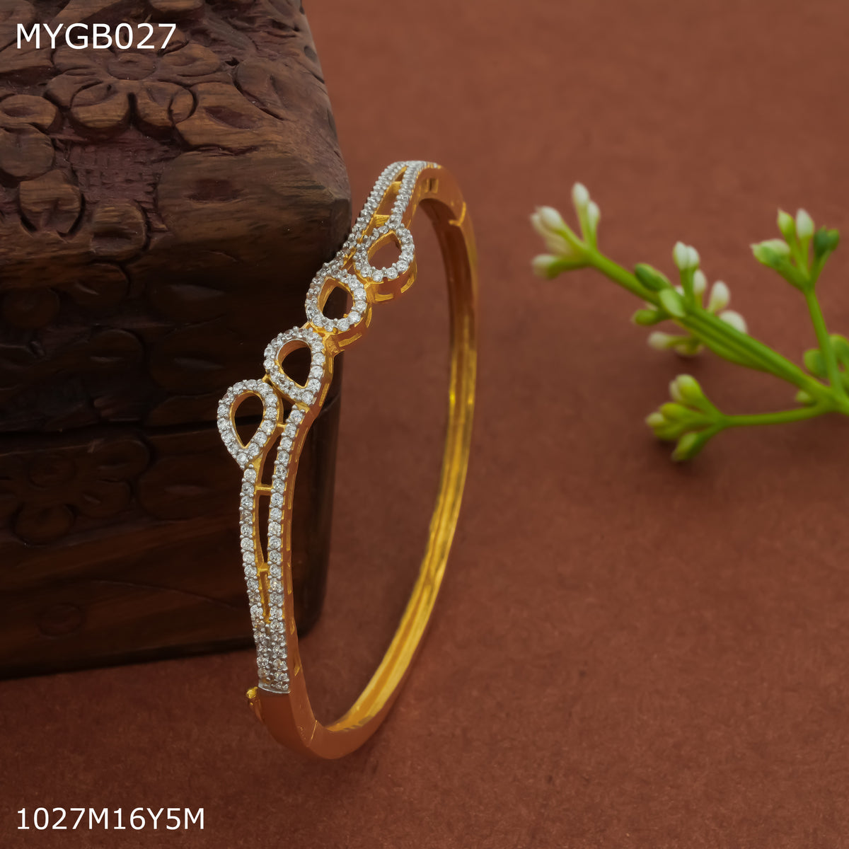 Mayro 1mg Gold plated rhodium Bangles For Women - MYGB027