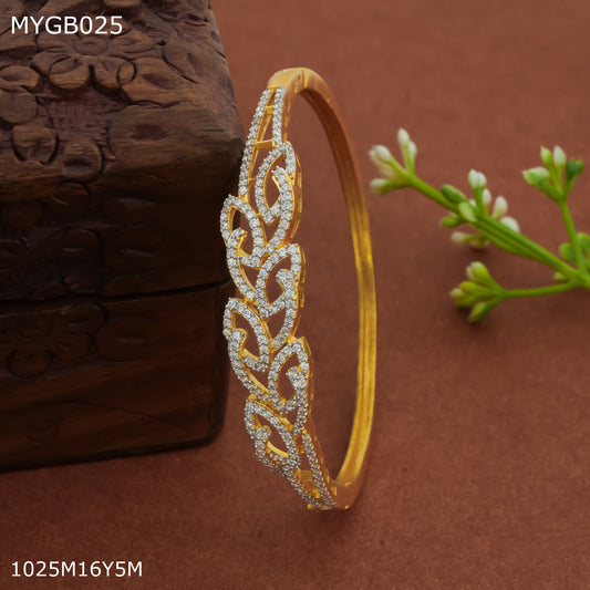 Mayro 1mg Gold plated rhodium kada For Women - MYGB025