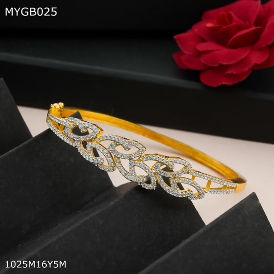 Mayro 1mg Gold plated rhodium kada For Women - MYGB025