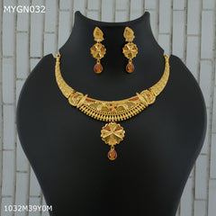 Mayro 1MG C Cut Neckless With Earring for women - MYGN032