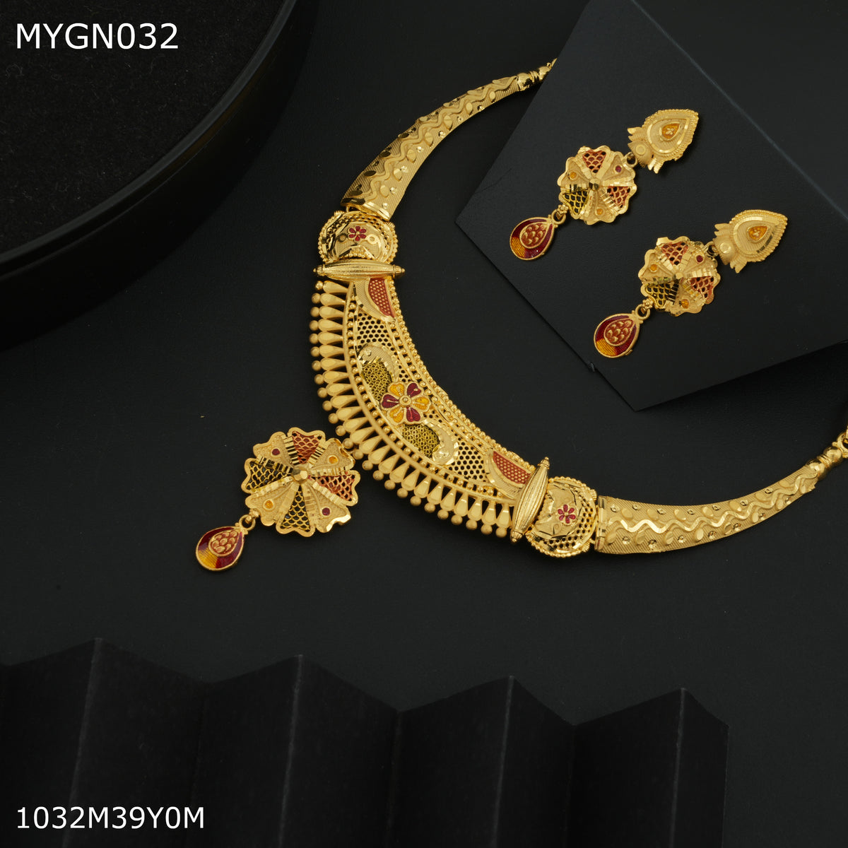 Mayro 1MG C Cut Neckless With Earring for women - MYGN032