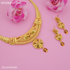 Mayro 1MG C Cut Neckless With Earring for women - MYGN032