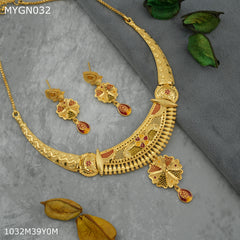 Mayro 1MG C Cut Neckless With Earring for women - MYGN032