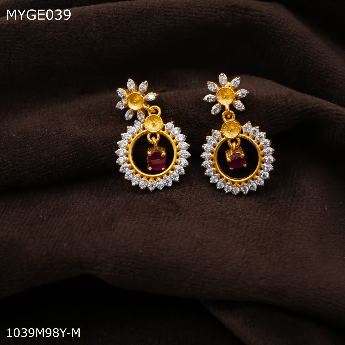 Mayro AD pink stone gold plated Earring for women - MYGE039