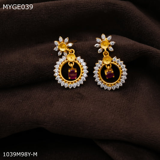 Mayro AD pink stone gold plated Earring for women - MYGE039