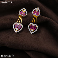 Mayro AD pink stone gold plated Earring for women - MYGE038