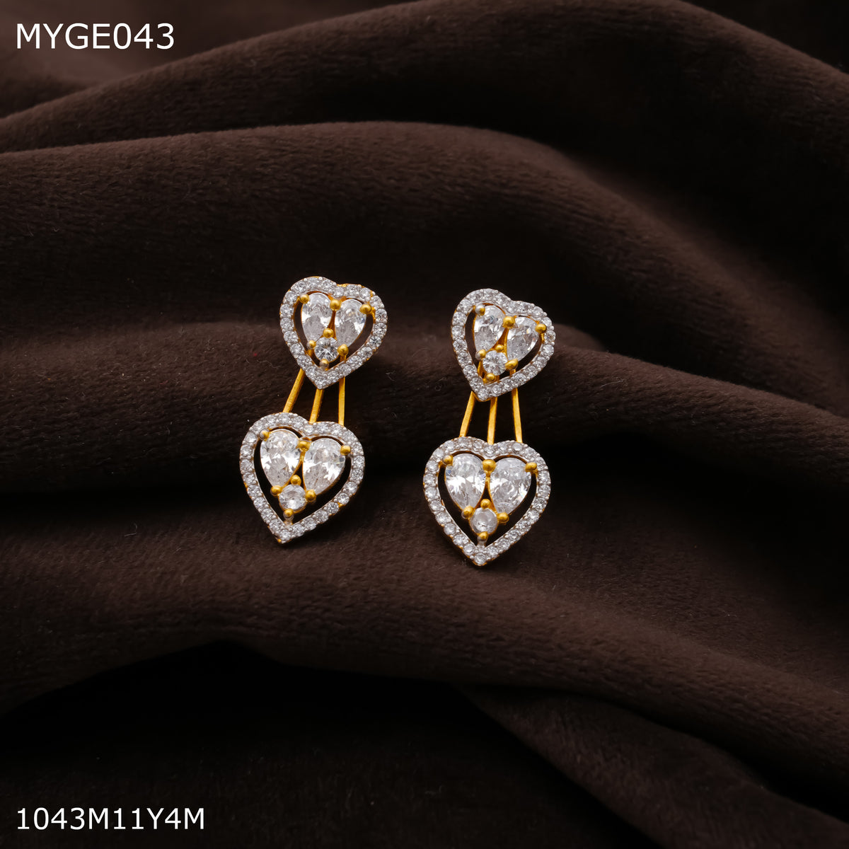 Mayro Heart AD gold plated Earring - MYGE043