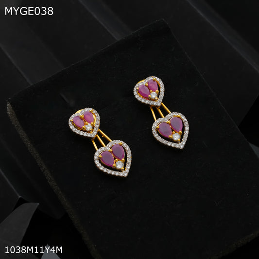 Mayro AD pink stone gold plated Earring for women - MYGE038