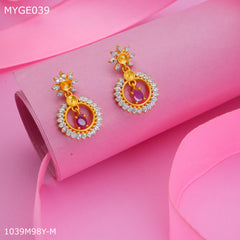 Mayro AD pink stone gold plated Earring for women - MYGE039