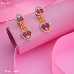 Mayro AD pink stone gold plated Earring for women - MYGE038