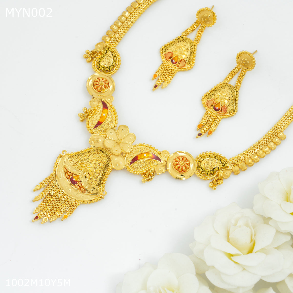 Mayro Flower Cut Moon Neckless With Earring for women - MYN006