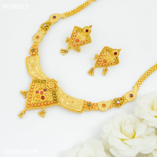 Mayro Flower Cut Moon Neckless With Earring for women - MYN003