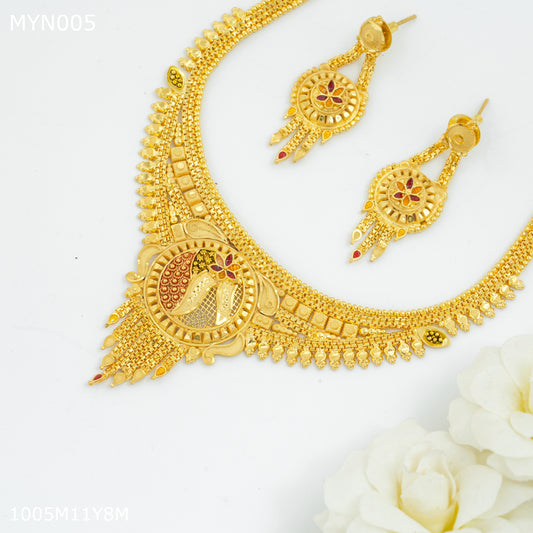 Mayro Moon Cut Neckless With Earring for women - MYN005