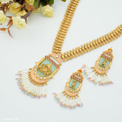 Mayro Handmade antique doli necklace with earring for women - MYC059