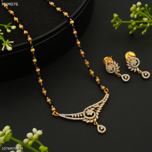 Mayro One Line AD Flower Design mangalsutra - MYM076