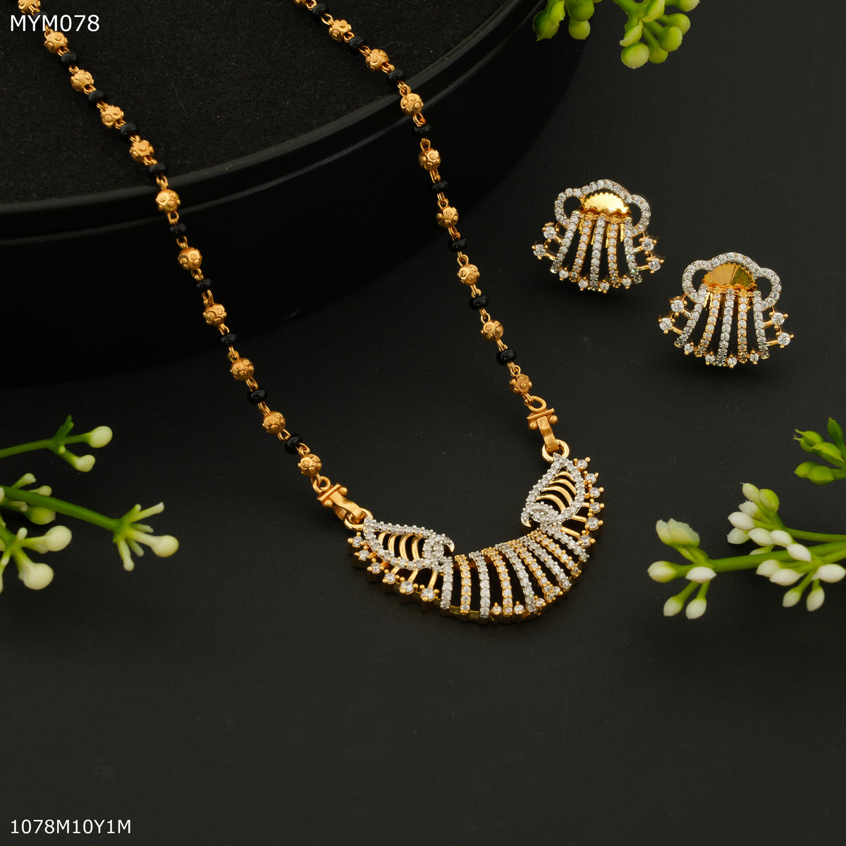 Mayro One Line Golden with AD Design mangalsutra - MYM078