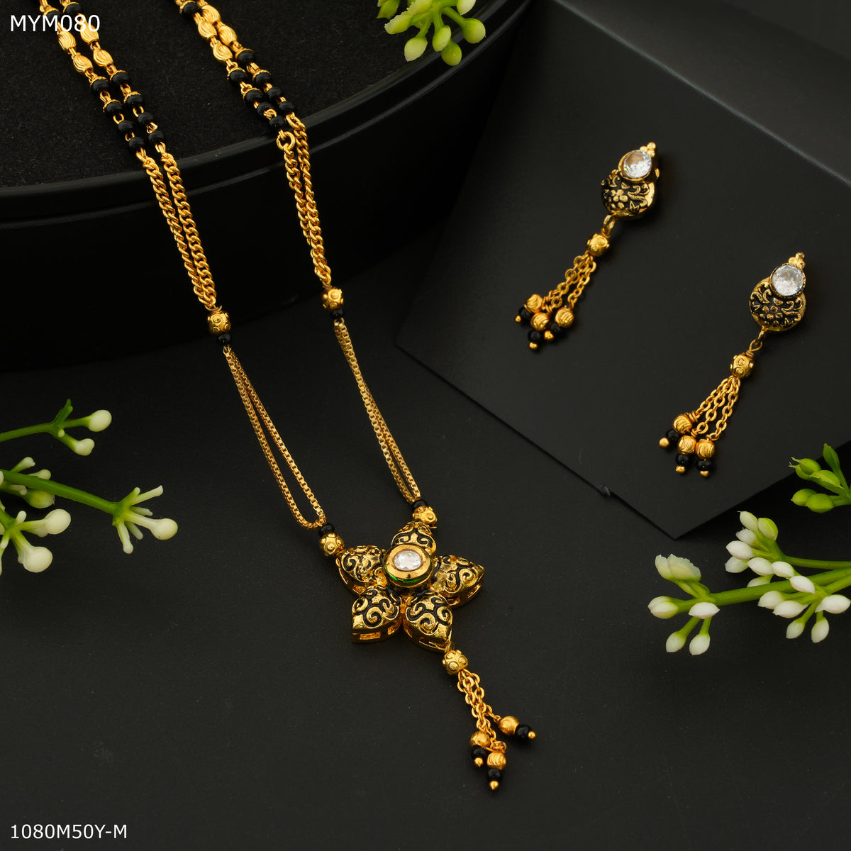 Mayro Two Line Star Cut Design mangalsutra - MYM80