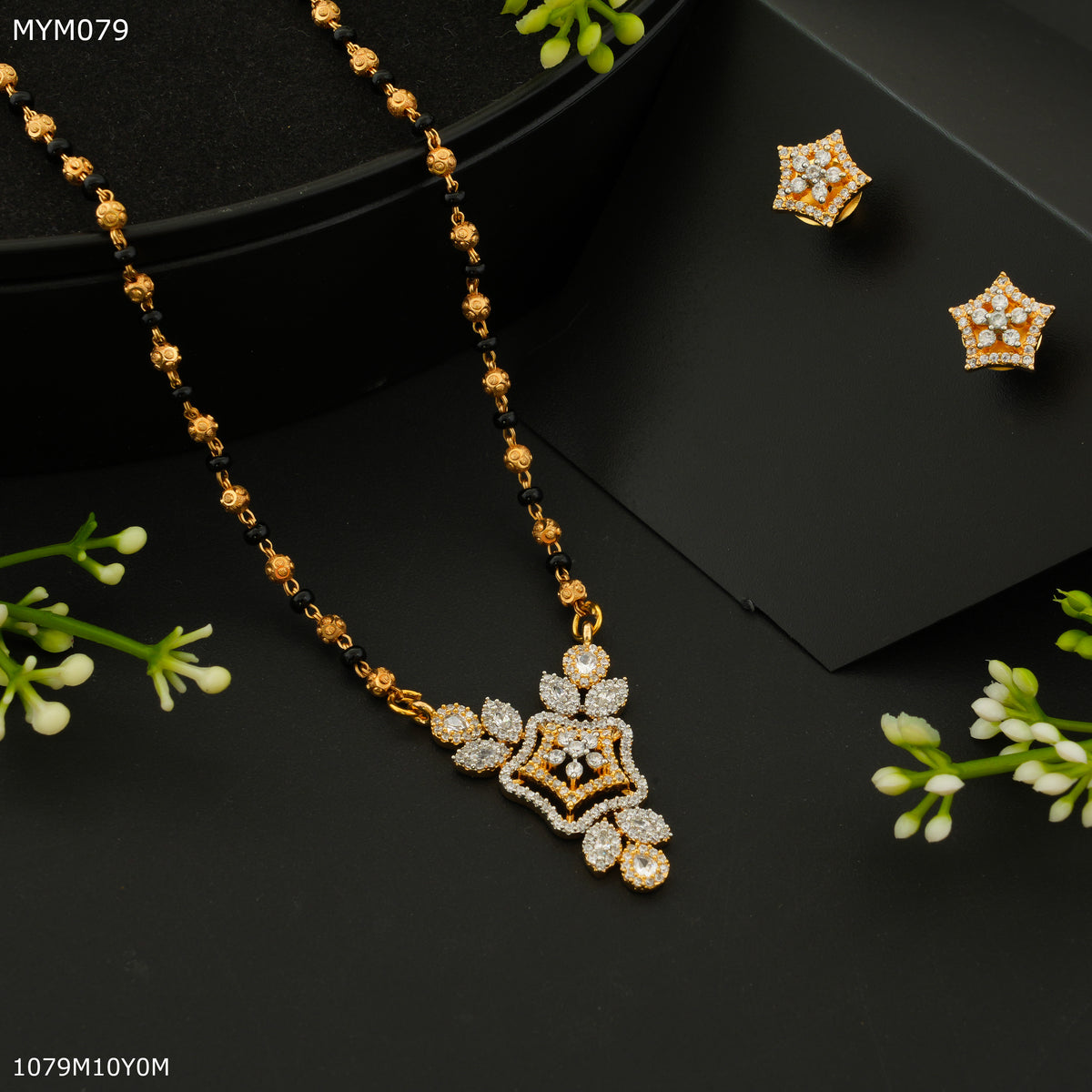 Mayro One Line AD Flower Design mangalsutra - MYM079