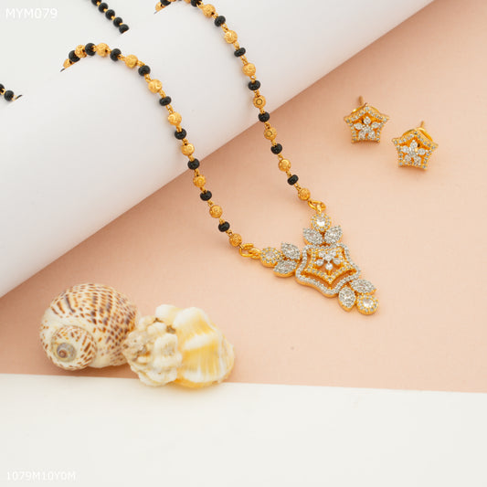 Mayro One Line AD Flower Design mangalsutra - MYM079