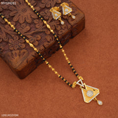 Mayro One Line Tringle cut with AD  Design mangalsutra - MYGM091