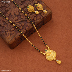 Mayro One Line Round with Flower Design mangalsutra - MYGM094