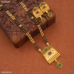 Mayro Two Line Pink stone Design mangalsutra - MYGM099