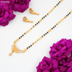 Mayro One Line Heart with Flower AD  Design mangalsutra - MYGM090