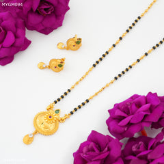 Mayro One Line Round with Flower Design mangalsutra - MYGM094