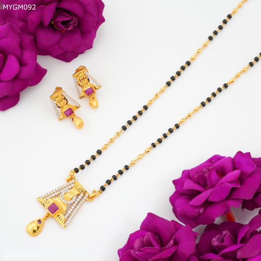 Mayro One Line Pink AD Design mangalsutra - MYGM092