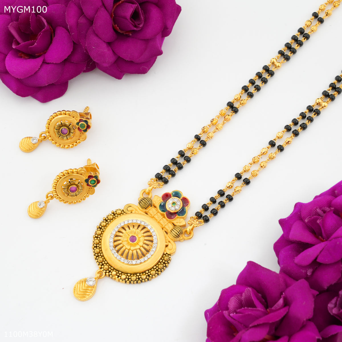 Mayro Two Line Round AD Design mangalsutra - MYGM100