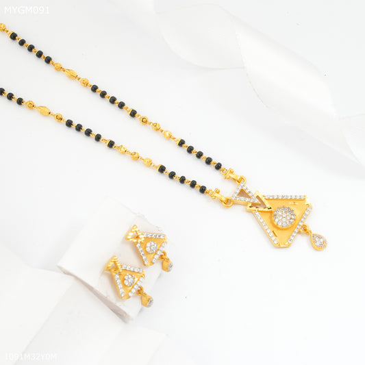 Mayro One Line Tringle cut with AD  Design mangalsutra - MYGM091