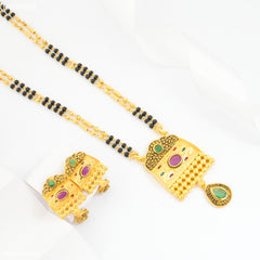 Mayro Two Line Pink stone Design mangalsutra - MYGM099