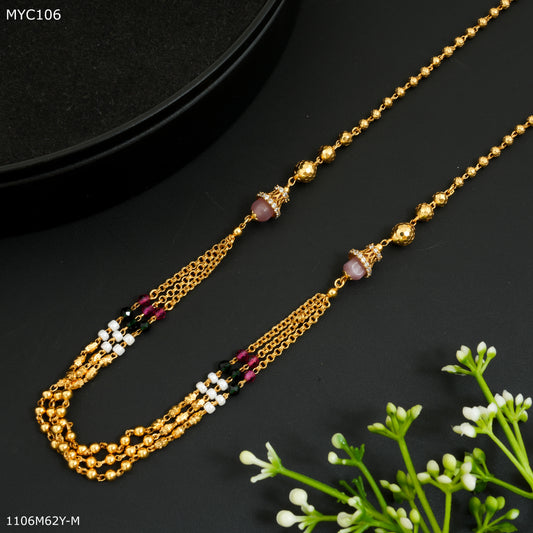 Mayro Four Line Golden Ball Chain for Women- MYC106