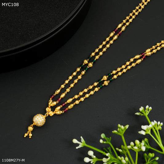 Mayro Two Line AD with Golden Ball Chain for Women- MYC108