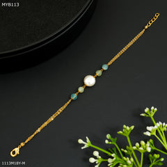 Mayro Green with White Stone Bracelet for Women- MYB113